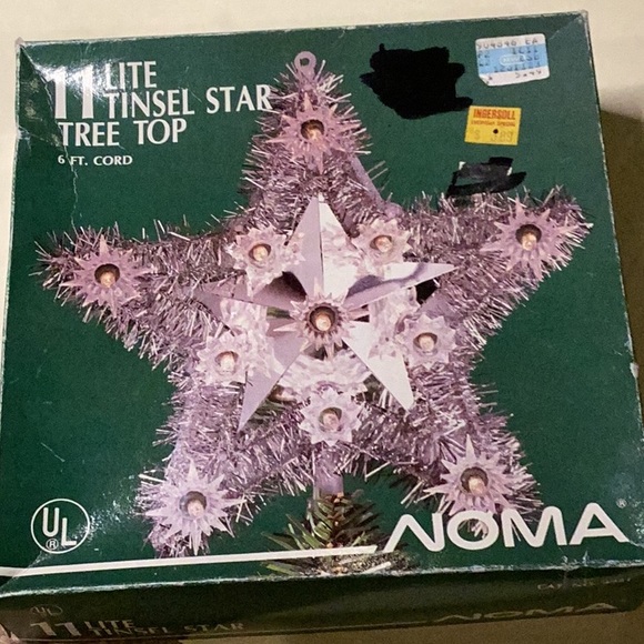 VINTAGE NOMA 11 LITE TINSEL SILVER STAR TREE TOP - Picture 2 of 2